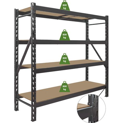 Schwerlastregal Emil 180x190x60 cm 3200 kg aus Stahl Stecksystem 4 Fachböden Pickregal Lagerregal (1/5)