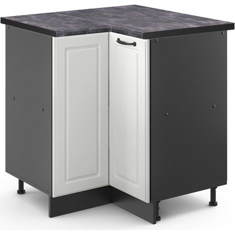 Meuble d'angle R-Line, Blanc campagne, 75.6 cm , PT Anthracite, Vicco