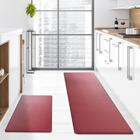 Small single PVC kitchen floor mat, thickened, long strip, leather, waterproof, non-slip, household use, oil and sewage resistant, washable - wine red - 442400.8cm