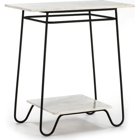 Mesa Auxiliar 71X41X78 Marmol Blanco/Metal Negro (1/4)