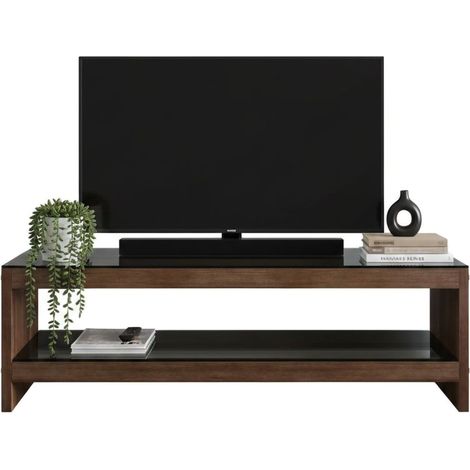 Dmora - Mobile porta TV Mirabel, Credenza da soggiorno, Armadio basso per TV, Base parete attrezzata, 140x40h45 cm, Noce, con imballo rinforzato, con imballo rinforzato