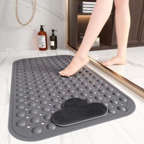 Tapis de douche antidérapant et anti-moisissure pour personnes âgées, 70 x 40 cm, tapis de bain avec massage des pieds, tapis de douche antidérapant pour douche intérieure, tapis de douche