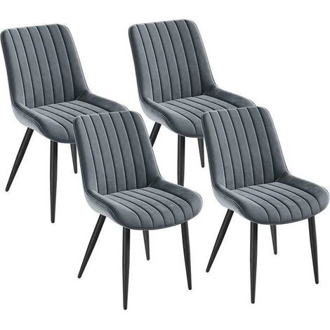 HavenlyHome - Lot de 4 Chaises Salle à Manger, Velours, Gris Foncé, Rembourrée, Ergonomique, Réglables, Pour Salon Chambre à Coucher