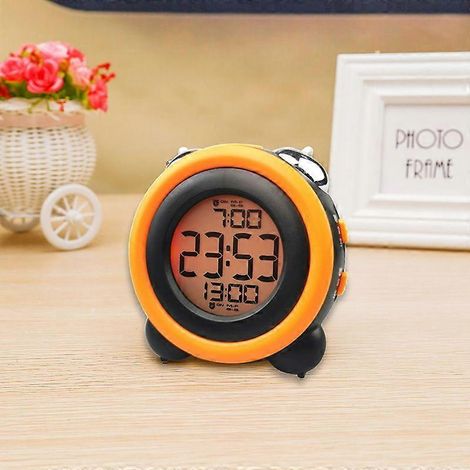 Horloge numérique à écran couleur avec plusieurs alarmes, sonneries puissantes, style japonais, coréen et européen populaire, boîtier noir 0705, orange. (1/5)