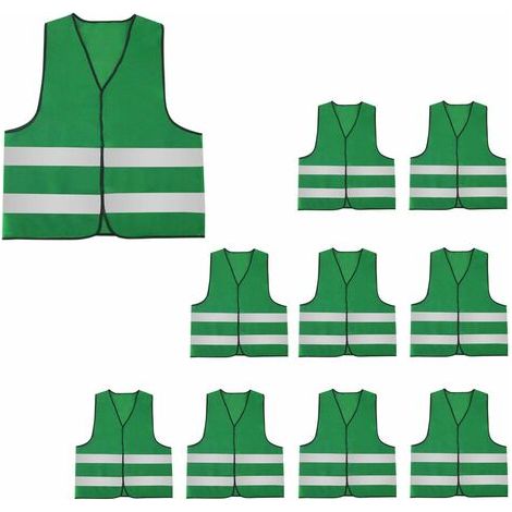 Pair - Adulte Gilet Fluorescent de Sécurité Durable Veste, Haute Sans Manche Visibilité Réfléchissant(10 pcs) (1/5)