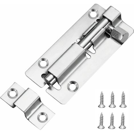 Verrous de porte coulissants de 75 mm (3 pouces), en acier inoxydable 304, avec vis, pour salle de bain, chambre