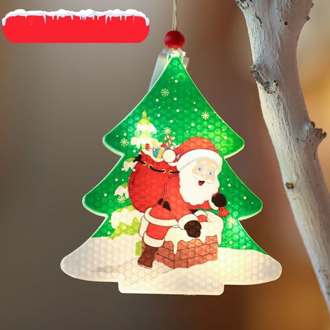 Guirlande Lumineuse Pour Fenêtre - Guirlande À Led Avec Décorations De Noël En Forme De Flocon De Neige Clochette Arbre De Noël Renne Père Noël Bonhomme De Neige - Alimentée Par Piles - 1 Pièce (1/3)