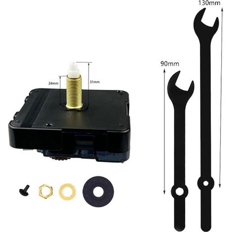 Mouvement D Horloge Murale - Quartz - Pour Cadran 35 À 40 Cm - Hauteur D Axe 18/28/31 Mm - Kit Complet Avec Aiguilles - 1 Pièce (1/5)