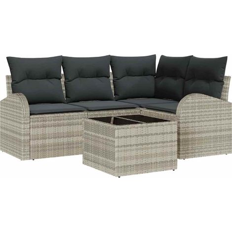 Maison Exclusive - Set Divano da Giardino 5 pcs Grigio chiaro polyrattan