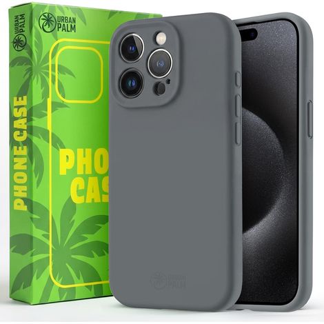 Funda de silicona UrbanPalm para iPhone 15 Pro con MagSafe, color gris granito. (1/5)