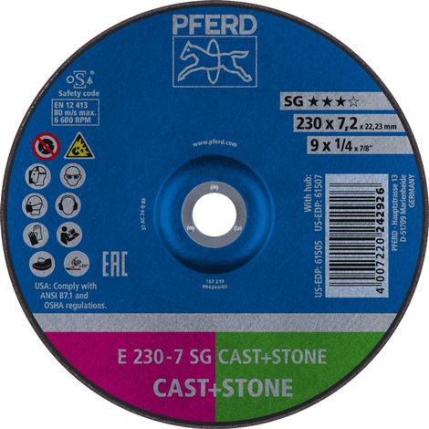PFERD TOOLS Schruppscheibe E 230x7,2x22,23 mm Leistungslinie SG CAST+STONE für Guss/Stein 10 Stk (1/5)