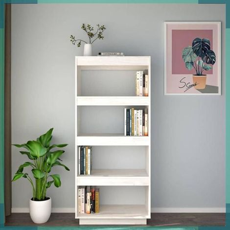 810870 Bibliothèque/Séparateur de pièce Blanc 60x35x135 cm Pin massif (1/5)