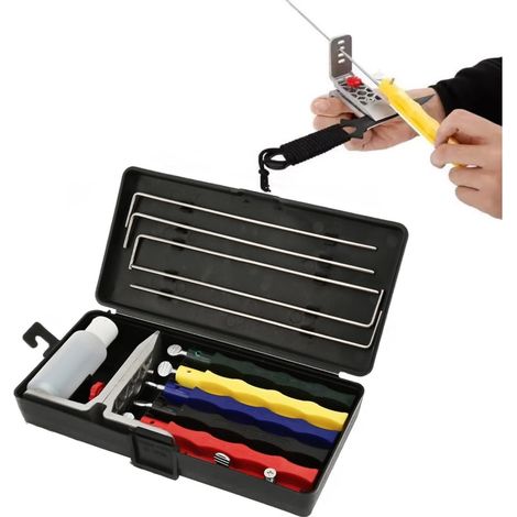 Affûteur de couteaux professionnel - Kit d'affûtage à angle fixe - Ensemble de 5 pierres - Système d'affûtage pour couteaux de cuisine - Outils d'affûtage pour chef cuisinier (1/5)