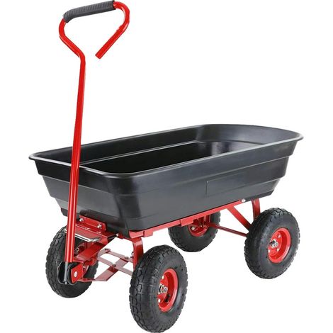 Carro de jardín basculante de 4 ruedas Awtools de 75 litros