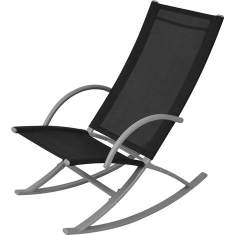 vidaXL Sillas mecedoras de jardín 2 unidades acero y textilene negro (1/2)
