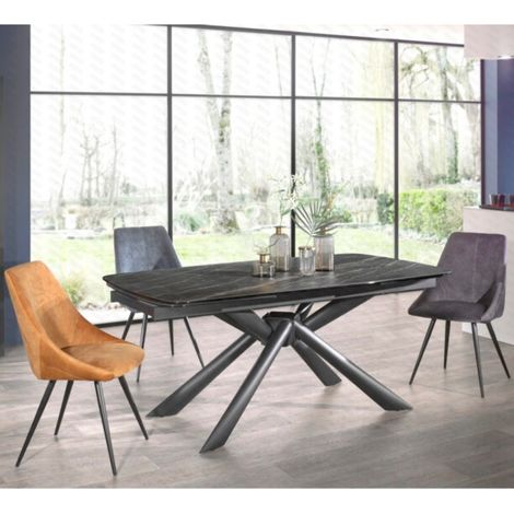 Grande table en céramique extensible noir et or L180-280 cm CONSTANTINE (1/5)