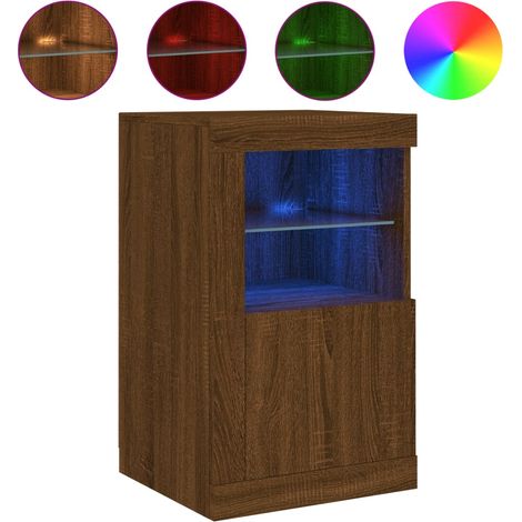 Armoire latérale avec lumières LED chêne marron bois ingénierie (1/5)