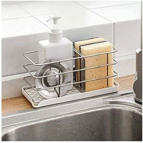 Porte-éponge  - Acier Inoxydable 304 - Multifonctionnel pour évier de Cuisine - Organisateur d'évier - Plateau égouttoir à Vaisselle - Porte-Savon - Panneau de Suspension réglable (1/5)