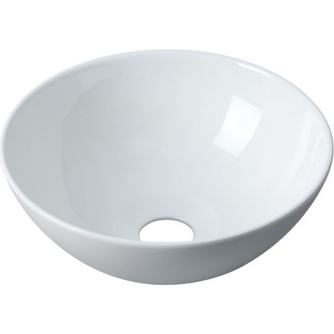FILO Aufsatzwaschbecken L.26 x H.10 x T.26 cm rund weiße Keramik (1/4)