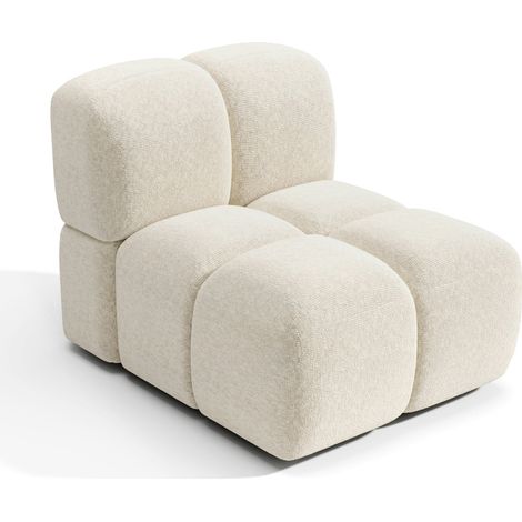 Fauteuil en velours texturé beige MOSS (1/5)