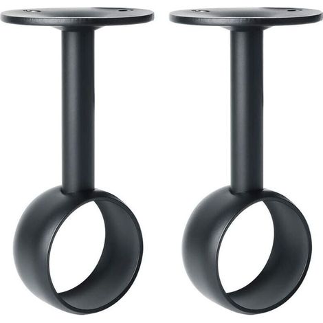 Support de Tringle à Rideaux Support Tringle Penderie avec Vis Support de Plafond pour Rideau et Armoire, Noir Mat en Acier Inoxydable, Diamètre 32 mm, 2 Pcs