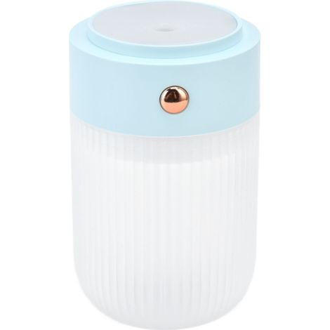 Mini humidificateur d'air 250 ml, alimenté par USB, lampe colorée, bleu, idéal pour la voiture, le bureau et le salon. (1/5)