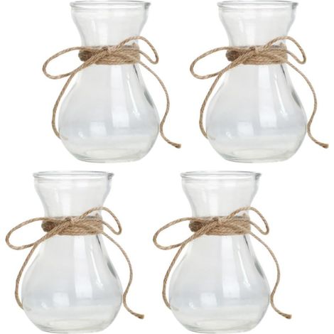 Vase Transparent en Verre pour Composition de Fleur, Lot de 4 Pièces, Décoration Simple et Élégante pour Bureau ou Présent (1/5)