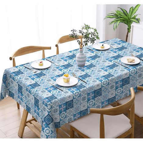 Nappe lavable, rectangulaire, 140 x 180 cm, style bohème, anti-taches, facile d'entretien, imperméable, pour cuisine, table à manger, table basse, fête, jardin (1/5)