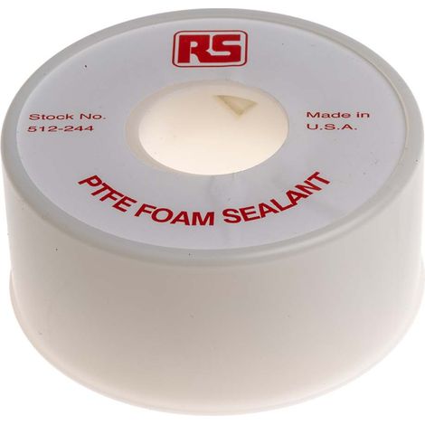 Ruban Téflon, 7mm x 2.5mm RS PRO Blanc, +260°C ( Prix pour Bobine de 2 Mètres )
