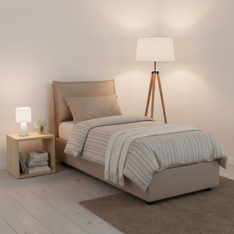 Talamo Italia Einzelbett Carolina, Containerbett mit Stoffbespannung, 100% Made in Italy, Frontöffnung, inklusive Matratze Cm 80x190, Turteltaube (1/5)