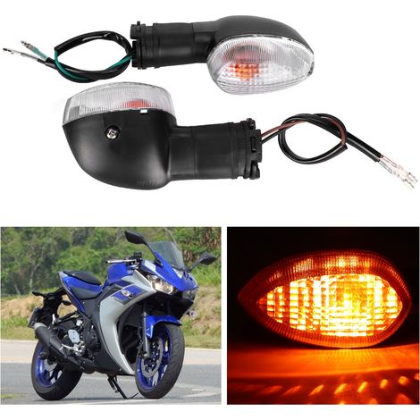 Clignotants Moto Universels 2 Pièces Feux Indicateurs pour YAMAHA R1 Accessoires Custom Noir et Blanc (1/5)