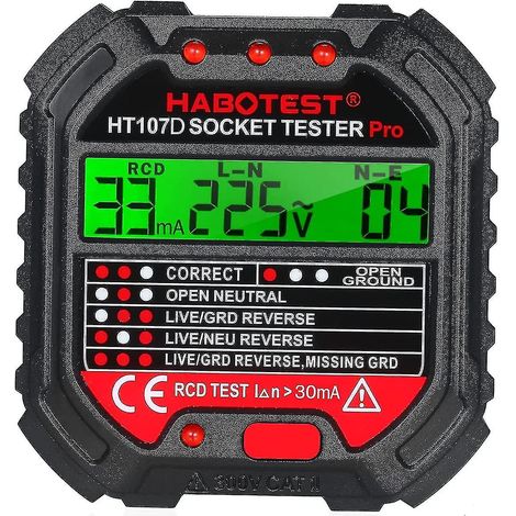 Testeur de prise - Steckdosentester Mit Spannungsanzeige 90-250V Steckdosentester Automatischer Stromkreis-Polaritts-Spannungsdetektor-Unterbrecher-Suchg (1/5)
