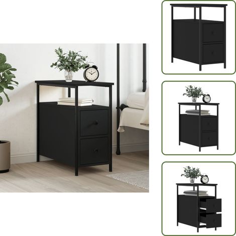 Almacenamiento - vidaXL Mesita de noche madera de ingeniería negro 30x60x60 cm - Diseño moderno
