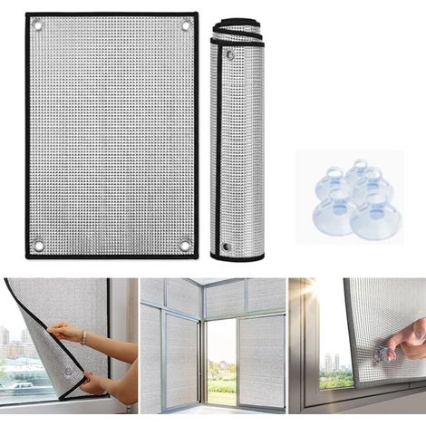Film isolant pour fenêtres en aluminium anti UV occultant avec ventouses et bord noir dimensions 70 x 100 cm pour maison bureau salle de bain et garage (1/5)