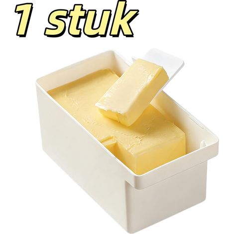 Beurrier compact avec compartiment de conservation 15,5 x 8,5 x 4,5 cm pour préserver la fraîcheur et conserver le beurre en cuisine couleur blanche (1/5)