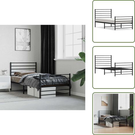 Cadre de lit métal sans matelas avec pied de lit noir 80x200 cm - Cadre De Lit - Lit Double - Lit Metal - Literie - Meuble Chambre (1/5)