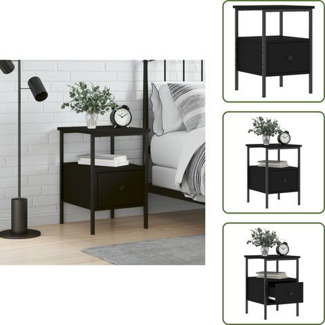 Table de chevet noir 34x36x50 cm bois d’ingénierie - Table De Chevet - Meuble De Chambre - Table D'appoint - Armoire De Chevet - Mobilier Moderne (1/5)