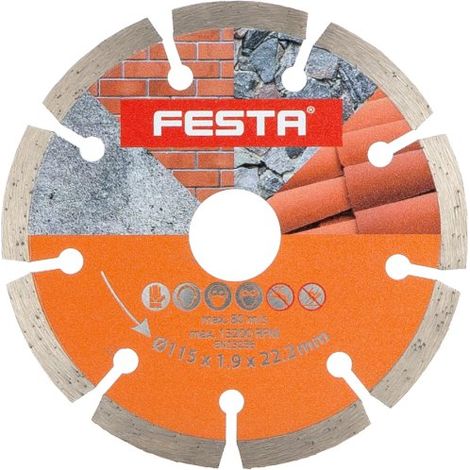 Disque diamant segmenté pour béton, brique, pierre 115x2,2x22.2mm - Usage professionnel