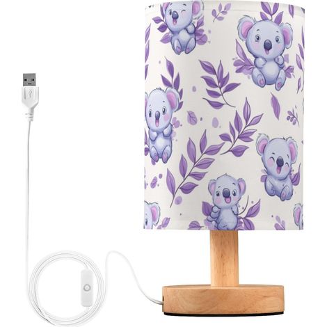Kcldeci Lampe de chevet koala ours et feuilles violettes pour (1/5)