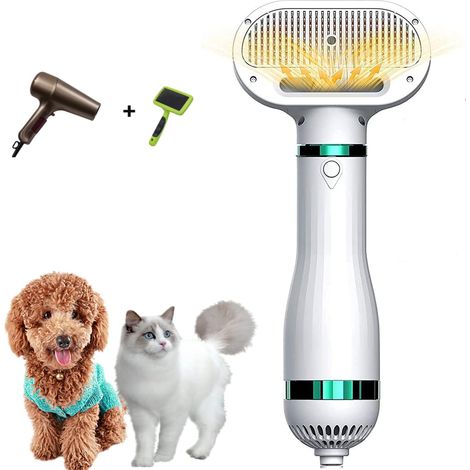 Sèche-cheveux pour chiens et chats, 2 en 1, avec brosse intégrée, épilation en un clic et température réglable. (1/5)
