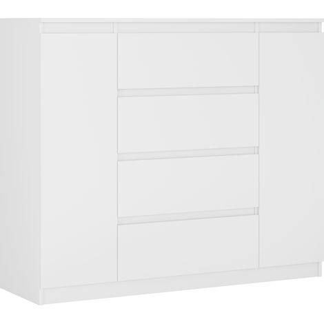Cassettiera : Bianco Opaco, 140 x 39 x 101 cm, 2 ante, 4 cassetti (1/5)