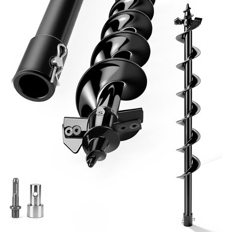 Wolframstahl Erdbohrer ⌀80mm, Erdbohrer für Bohrmaschine mit SDS-PLUS Adapter, Erdlochbohrer für Bohrhämmer mit 80 cm Länge Erdlochbohrer für Erdbohrgeräten, SDS-PLUS-Bohrhämmern, Erdbohrgeräte (1/5)