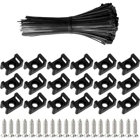 100 Pièces Attaches Cable avec Embase de Serre Cables et Vis, 200 mm Autobloquantes Fixations Électriques Collier de Serrage en Nylon pour Organiser Câbles, Réutilisables et Réglables (1/4)