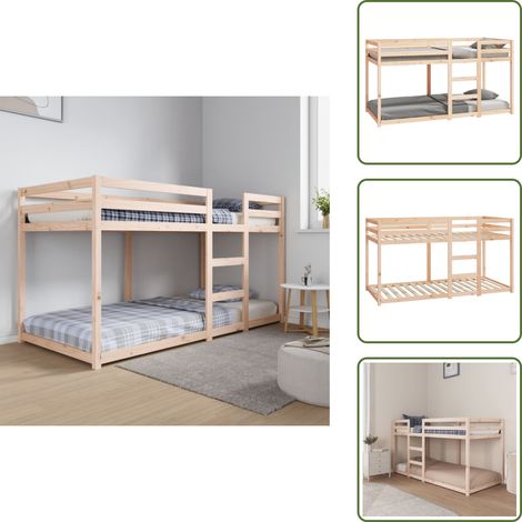 Lit superposé sans matelas 90x200 cm bois de pin massif - Lit Superposé - Lit Double - Meuble Chambre - Mobilier Enfant - Lit Bois