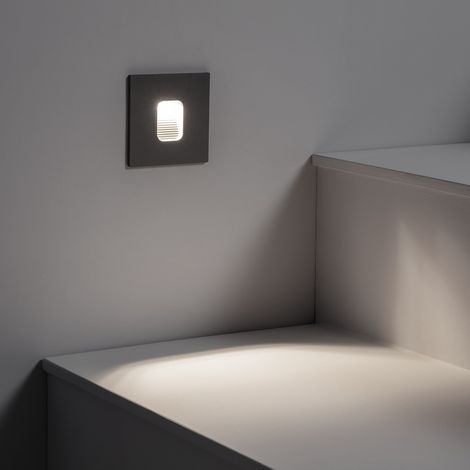 Baliza Exterior LED 2W Empotrable Pared Cuadrado Olite 4000K Gris Blanco Neutro (1/5)