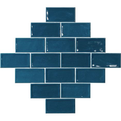 Carrelage Zellige bleu brillant 7.5x15 cm – Fini brillant pour décoration murale – Teinte océanique apaisante – El Barco