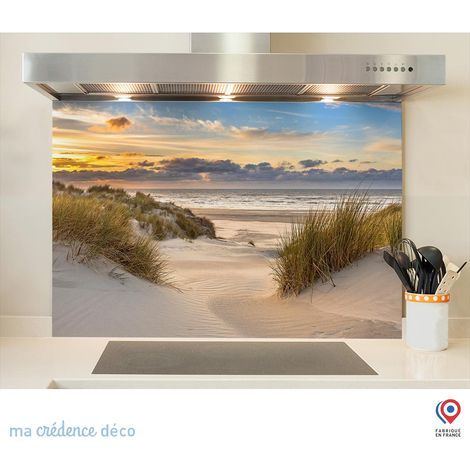 Fond de hotte : Dunes et soleil 2 - Verre trempé - 90 cm - 60 cm (1/5)