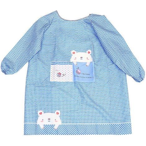 Tablier de cuisine adulte en peluche imprimée animal, résistant à l'huile, manches longues, élégant, pour la maison et le restaurant (bleu)-11059.5cm-Blue (1/3)