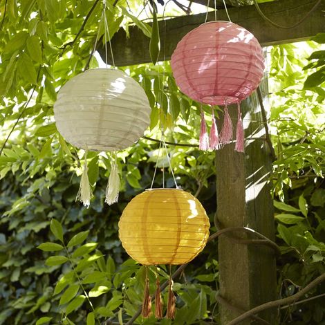 Lot de 3 Lampion Solaire,LED Blanc Chaud,Diamètre 20cm,Jardin,Terrasse (1/5)