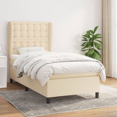Sommier à lattes de lit avec matelas Crème 80x200 cm Tissu (1/5)